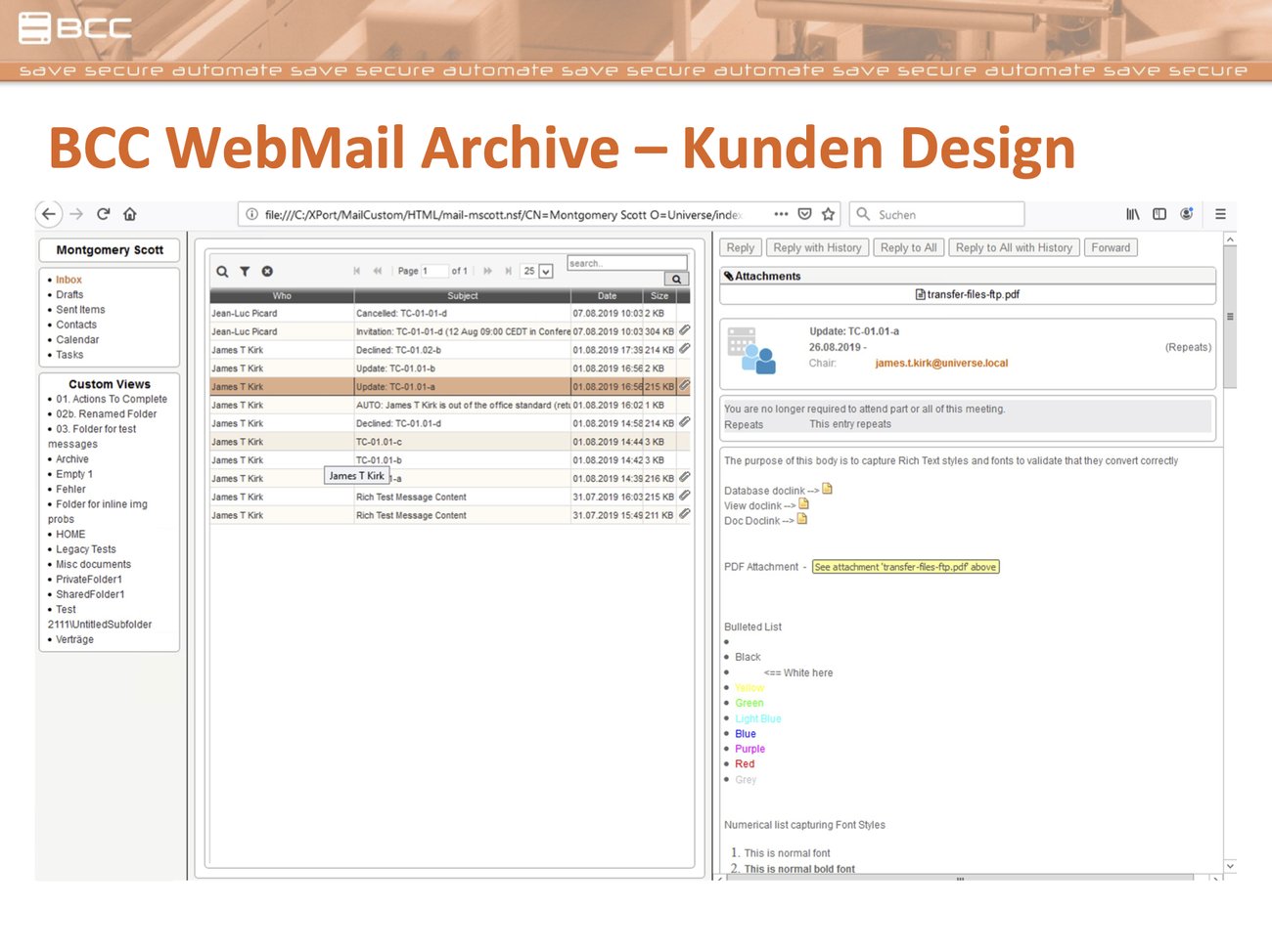 Active Archive Kunden Design Beispiel