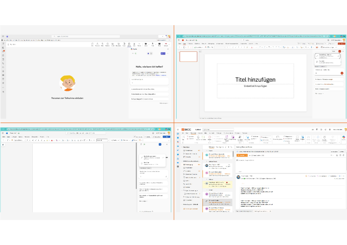 Microsoft Copilot in Outlook, Teams, Word und PowerPoint